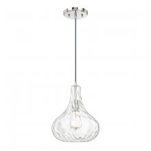  9B239A - 1-Light Clear Water Glass Pendant in Polished Nickel