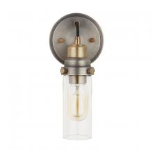  9D300A - 1-Light Sconce with Clear Glass Shade in Graphite and Aged Brass