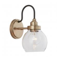  9D320A - 1-Light Clear Glass Sconce in Aged Brass