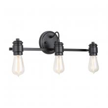  9D343A - 3-Light Industrial Bulb Only Vanity in Matte Black