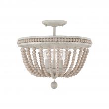  AA1021SR - 3-Light Semi Flush in Sand Dollar with Painted Wood Beads