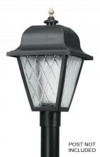  410-BK - SAXONY POST LANTERN BLACK W/FROSTED BEVELED LENS