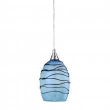  31348/1BL - Vines 5'' Wide 1-Light Pendant - Satin Nickel with Blue Glass