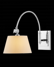  5000-0210 - Ashby Nickel Swing-Arm Wall Sconce, White Shade